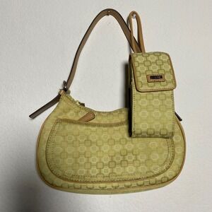 Nine‎ West Y2K Green Pattern Hobo Bag Purse with Phone Case 2000s